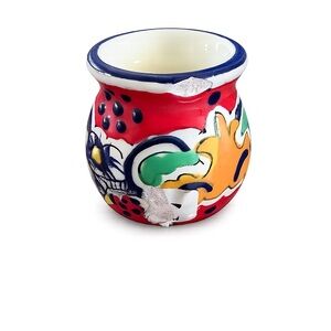 Hand-Painted Red Ceramic Decorative Vase Made in Mexico